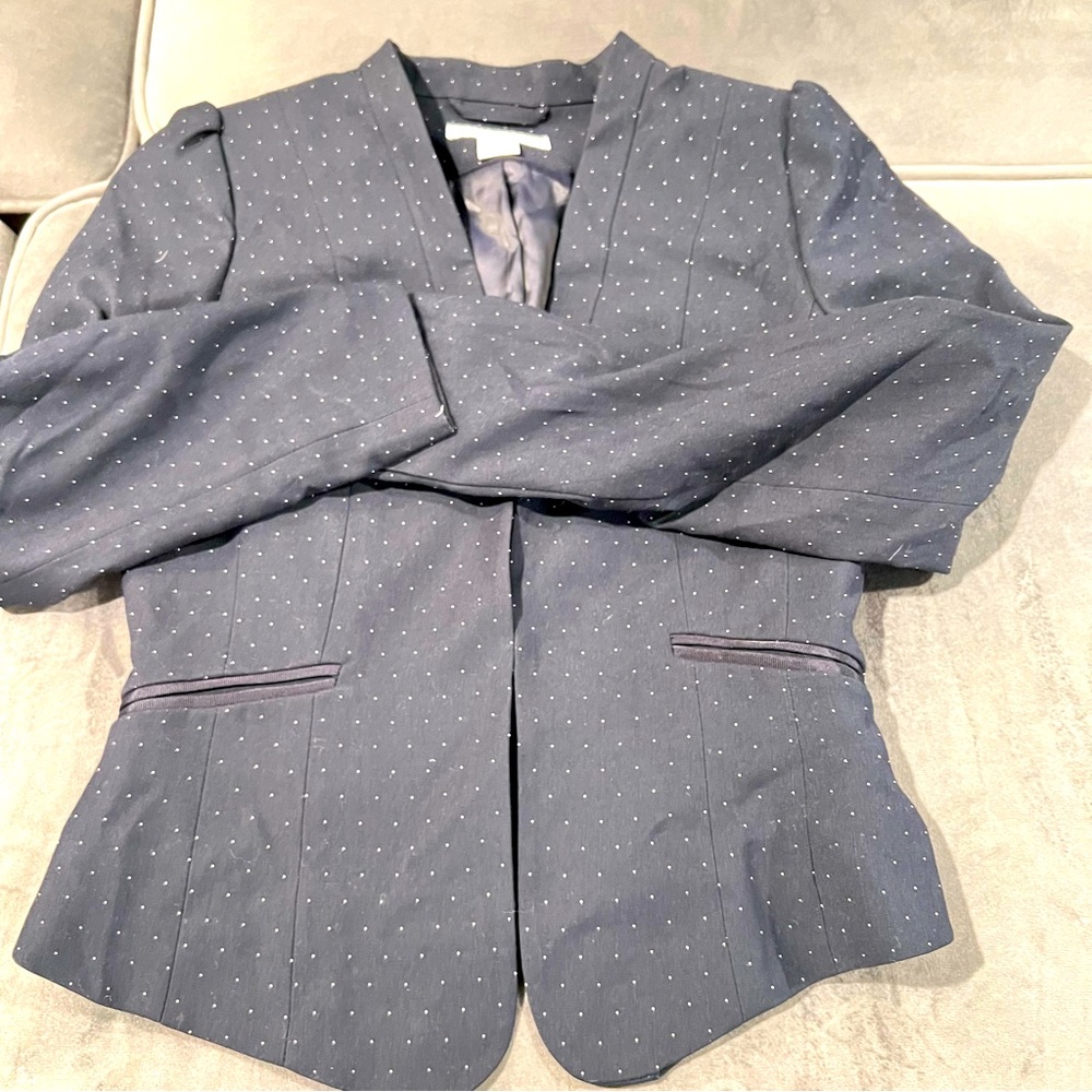 Navy blue polka dot blazer size 4